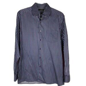 Ermenegildo Zegna Men’s Long Sleeve Cotton Button Down Striped Shirt Size XL